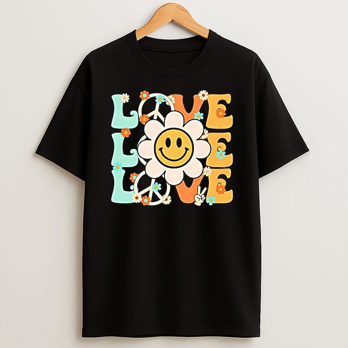 Peace Sign Love Love Love Flower Hippie Costume Shirts