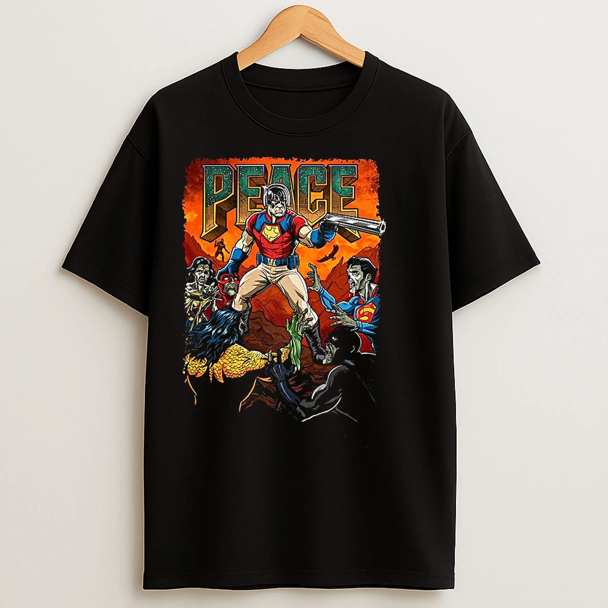 Peacemaker Vs Zombie Superhero Dc Comics Peace On Snyderverse T Shirts