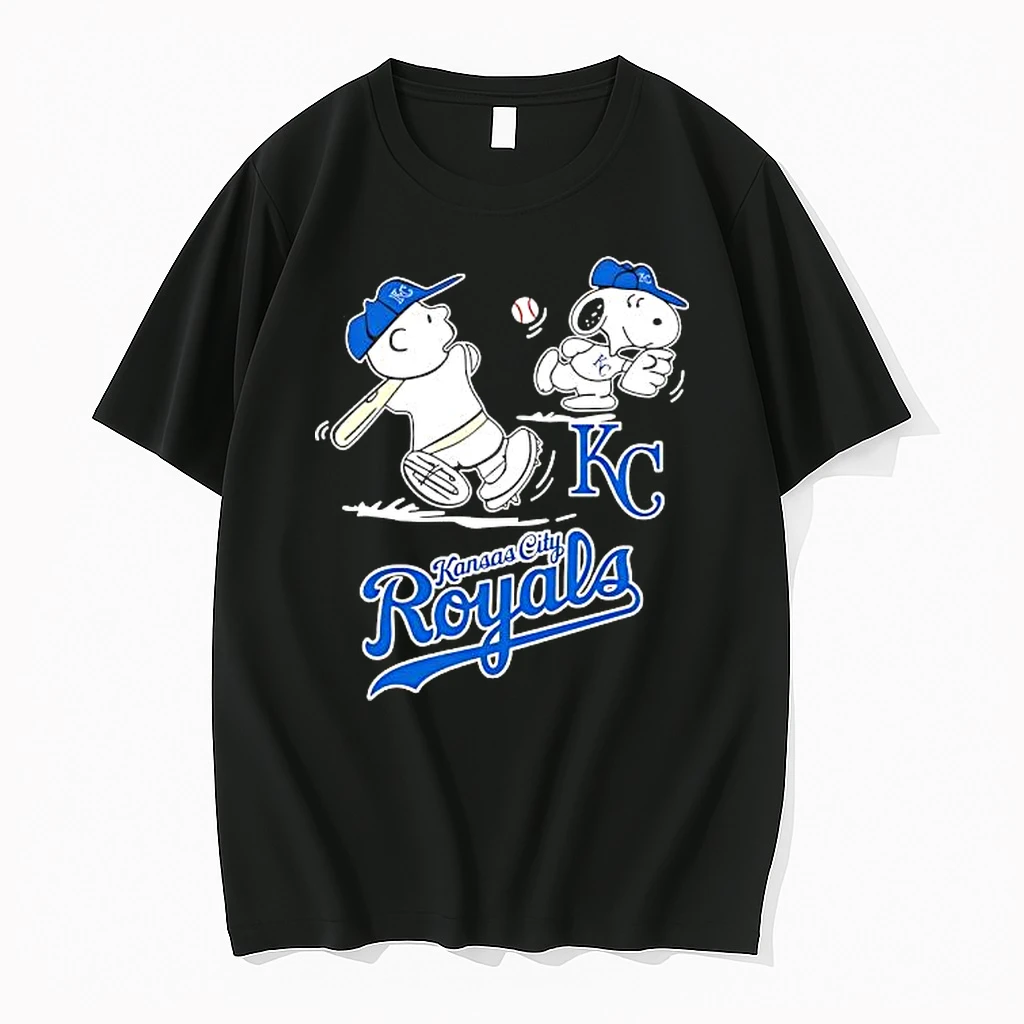 Peanuts Charlie Brown And Snoopy Playing Baseball Kansas City Royals Shirts