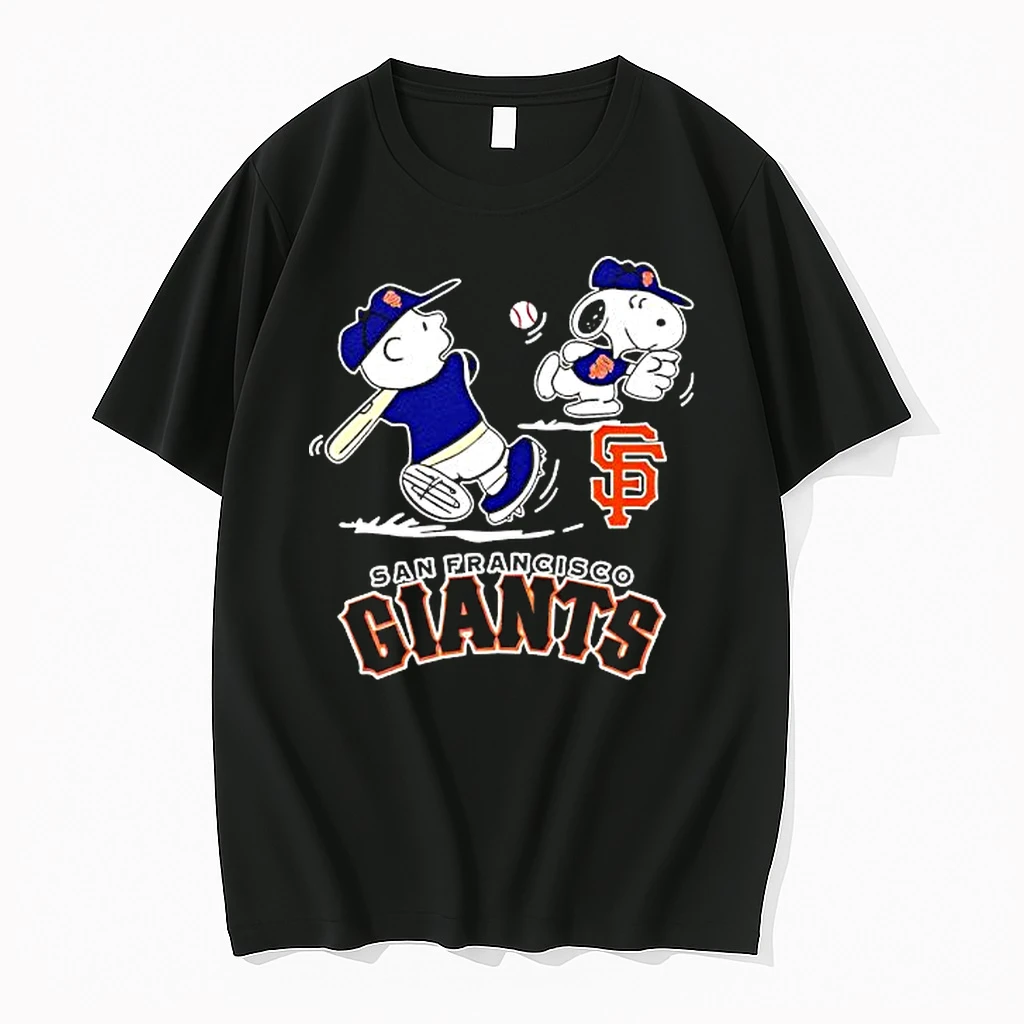 Peanuts Charlie Brown And Snoopy Playing Baseball San Francisco Giants Shirts
