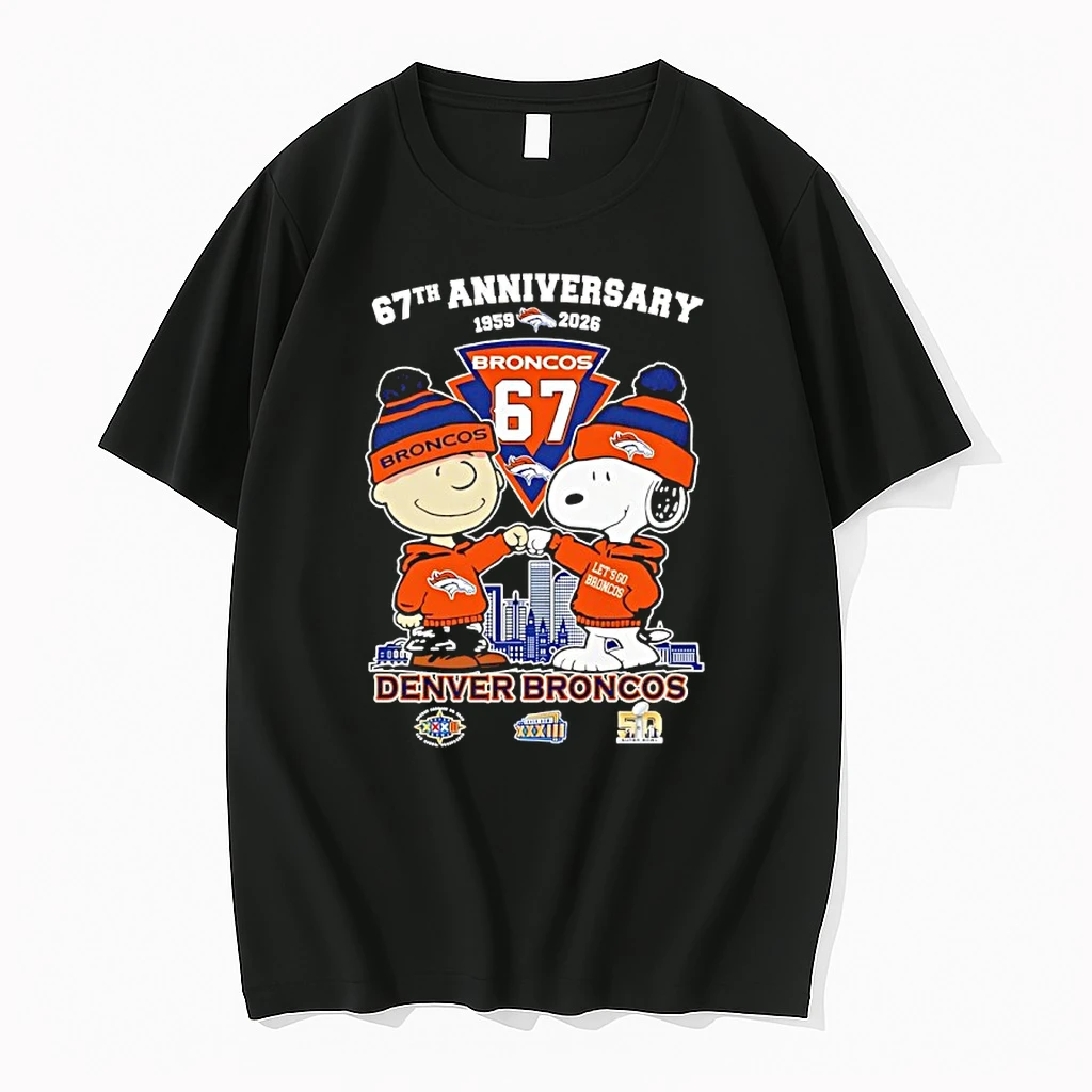 Peanuts Denver Broncos 1959 2025 67th Anniversary 3 Time Super Bowl Shirts