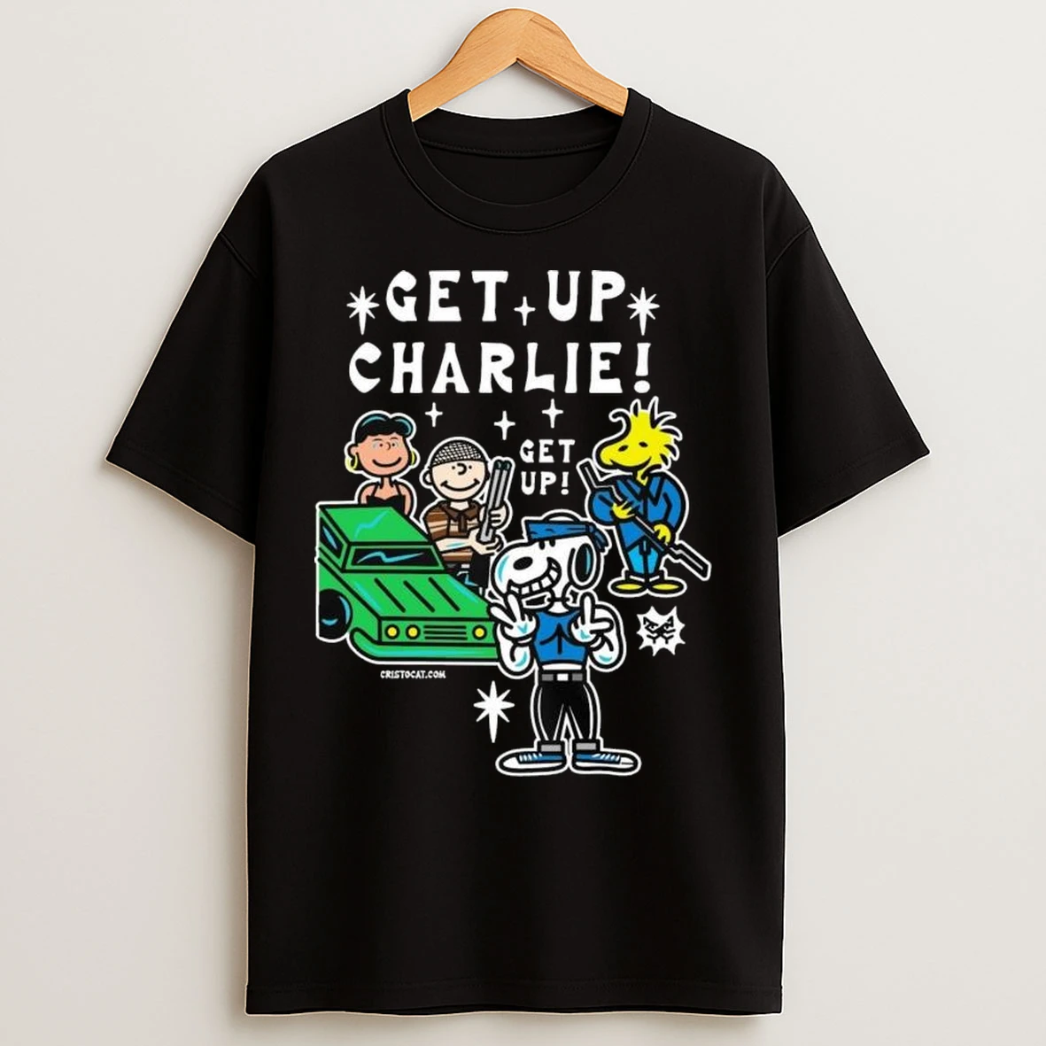 Peanuts Gang Get Up Charlie Long Sleve T Shirts