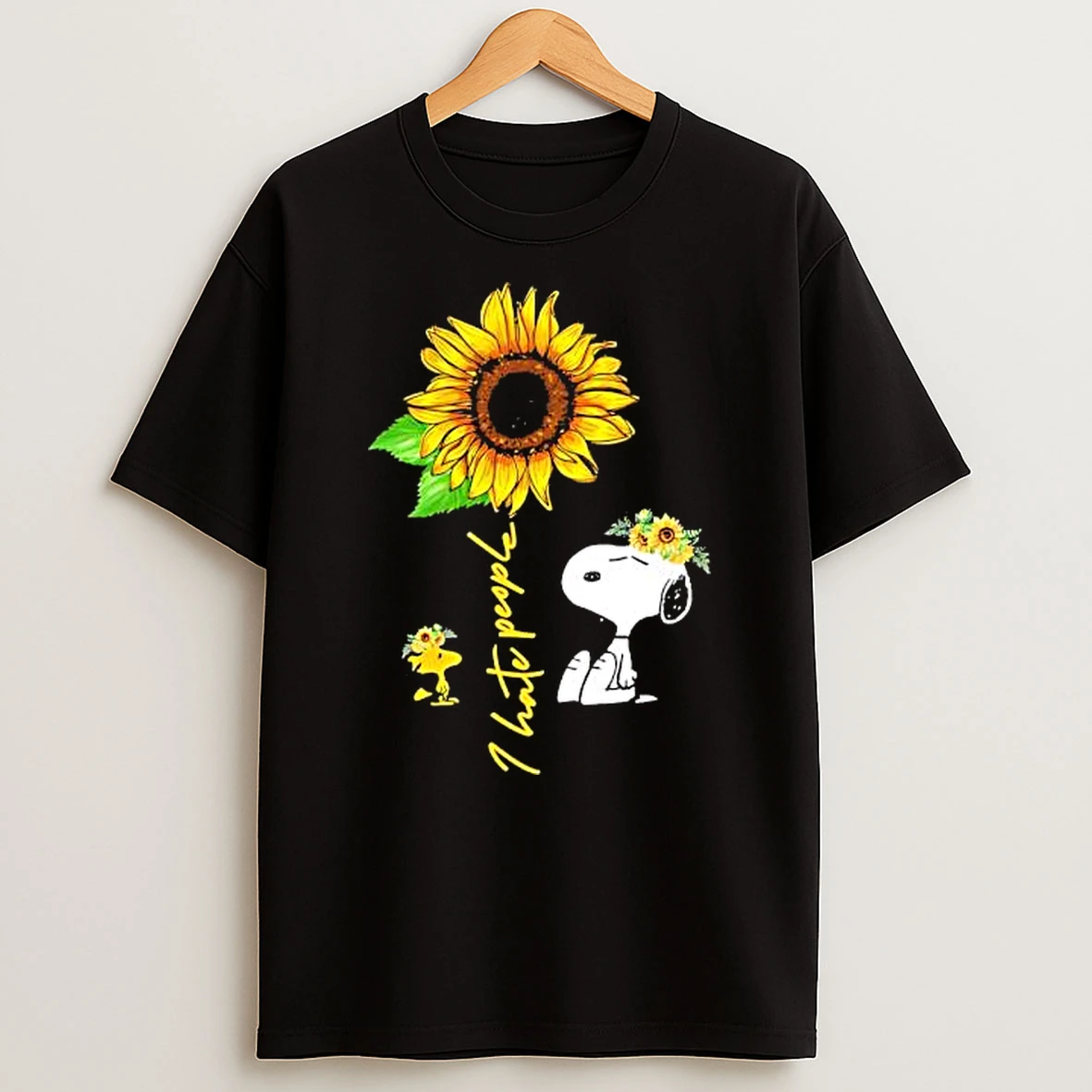 Peanuts Snoopy And Woodstock Sunflower I Hate People Shirts