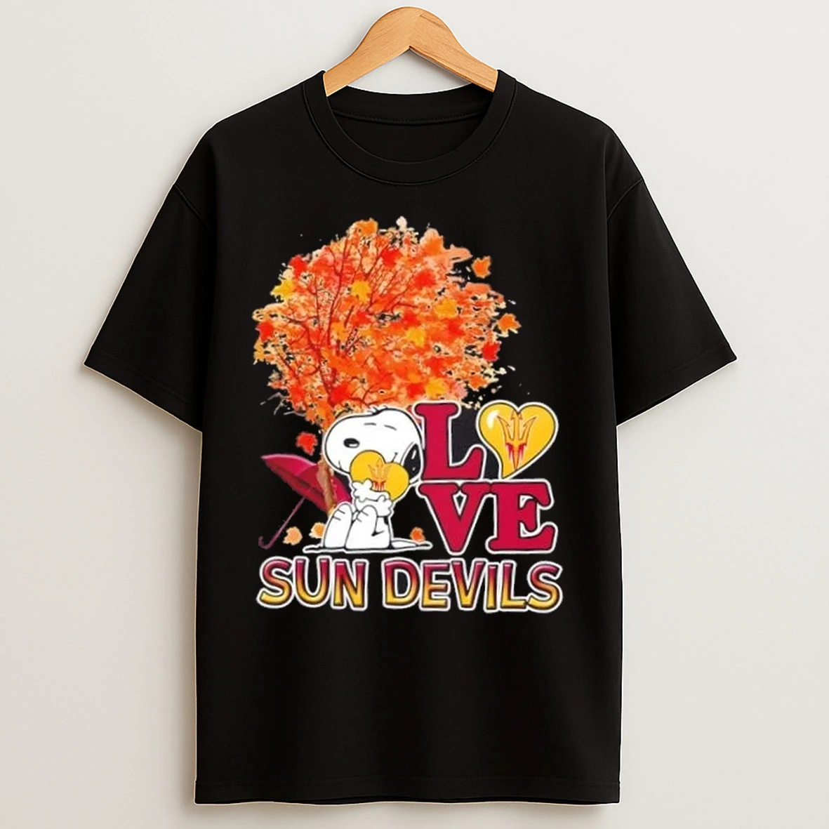 Peanuts Snoopy Hug Heart I Love Arizona State Sun Devils T Shirts