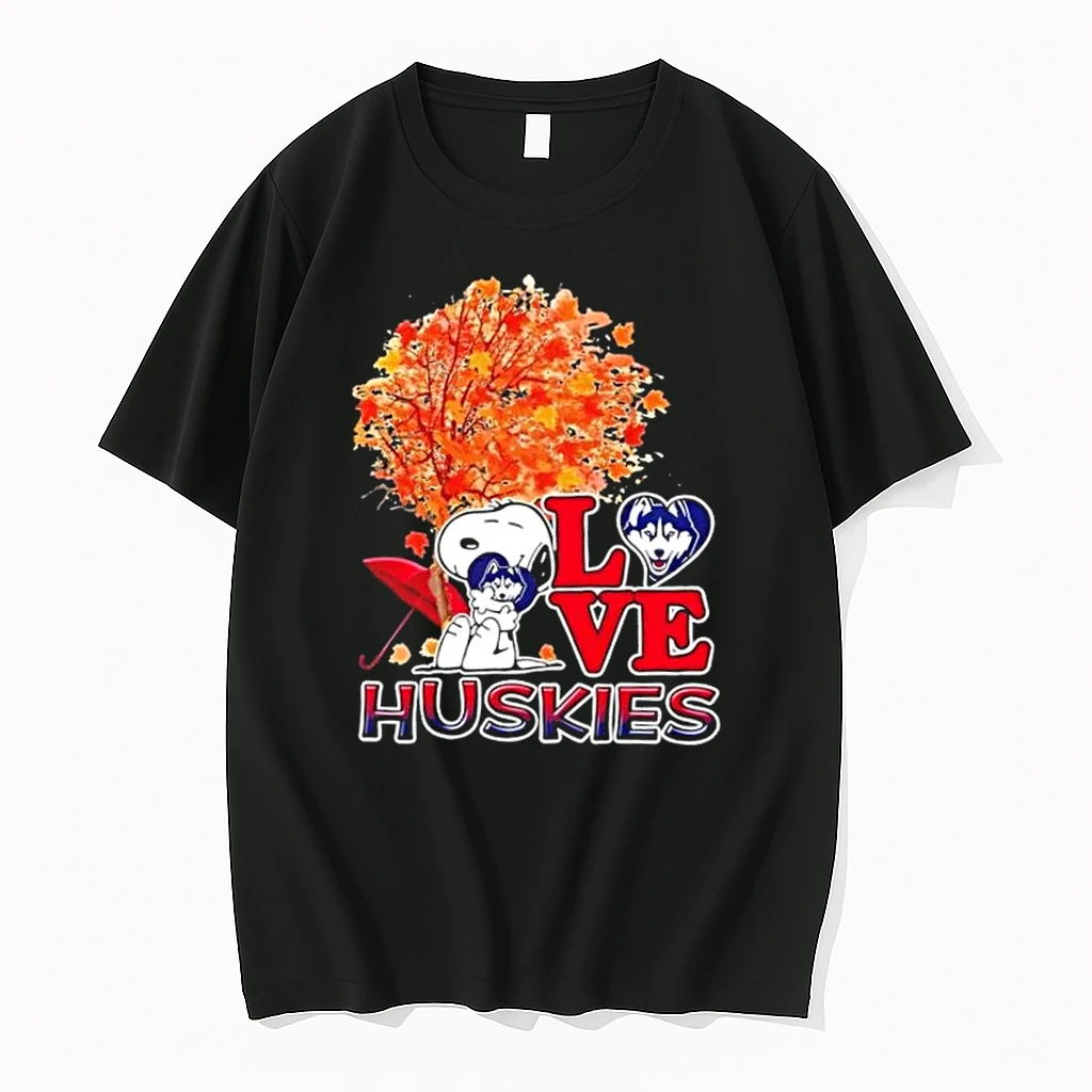 Peanuts Snoopy Hug Heart I Love Connecticut Huskies Shirts