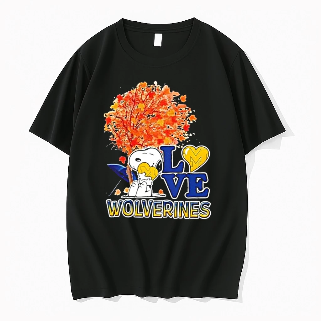 Peanuts Snoopy Hug Heart I Love Michigan Wolverines Shirts
