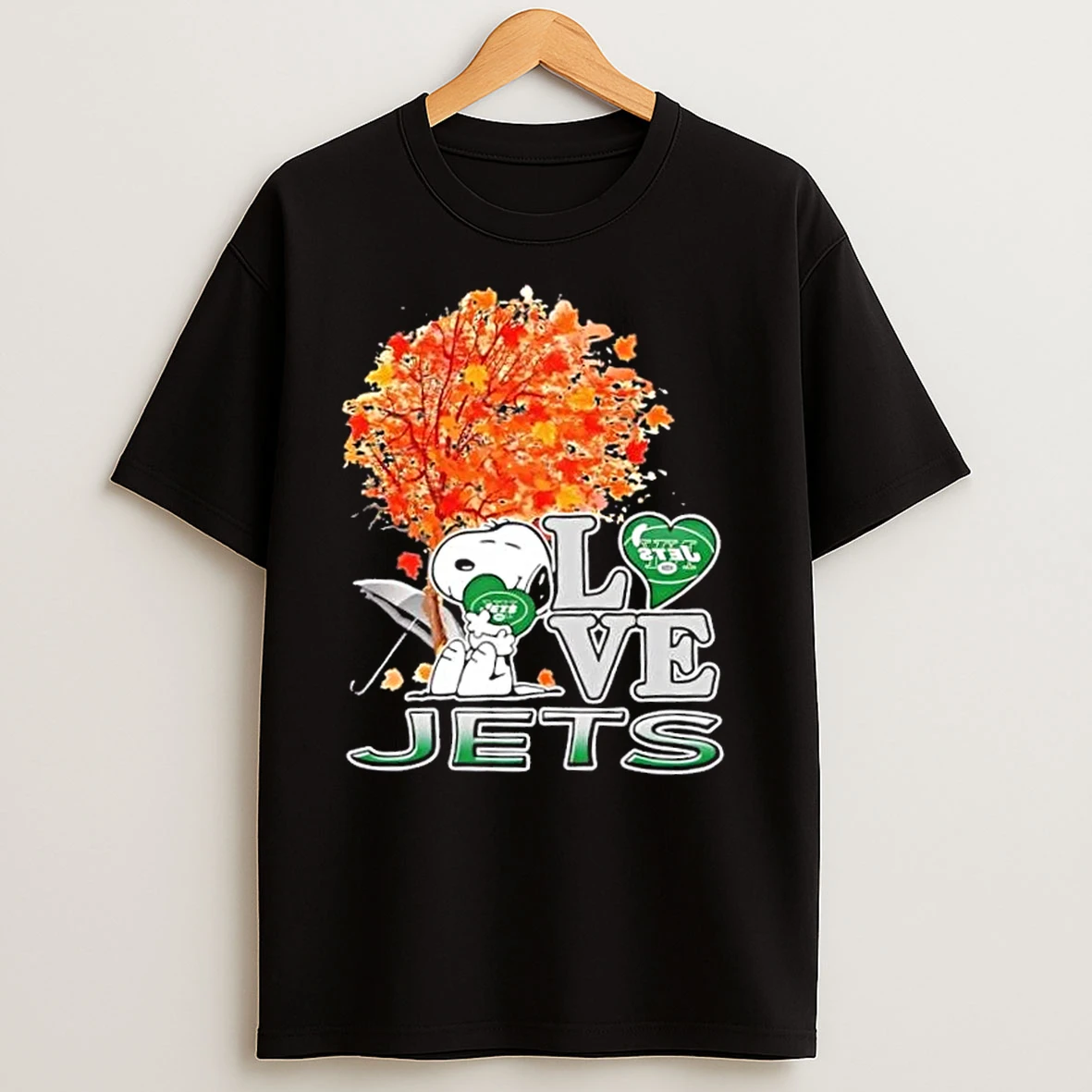 Peanuts Snoopy Hug Heart I Love New York Jets T Shirts