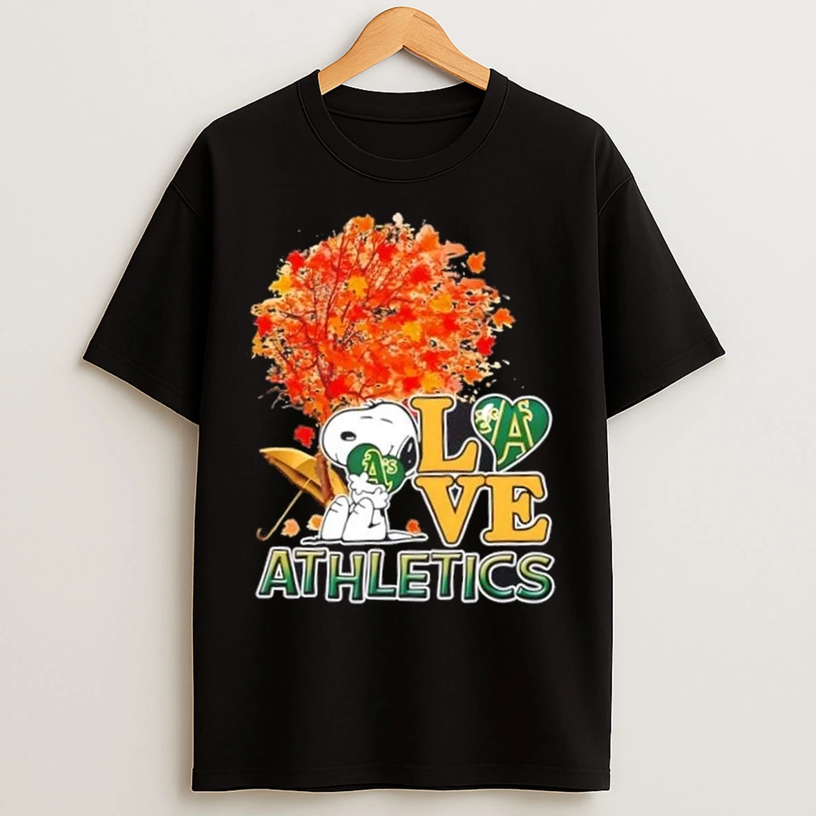 Peanuts Snoopy Hug Heart I Love Oakland Athletics T Shirts