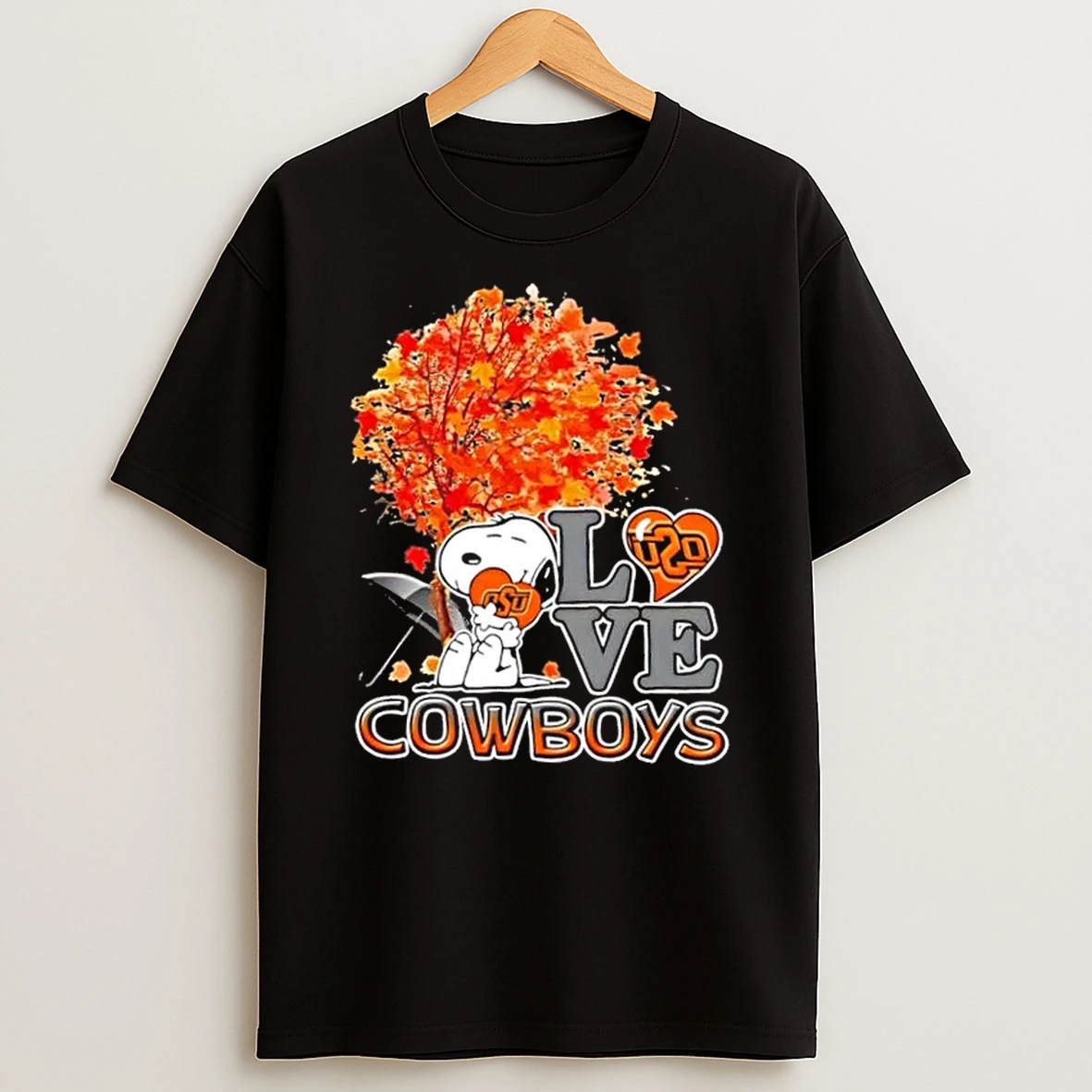Peanuts Snoopy Hug Heart I Love Oklahoma State Cowboys Shirts