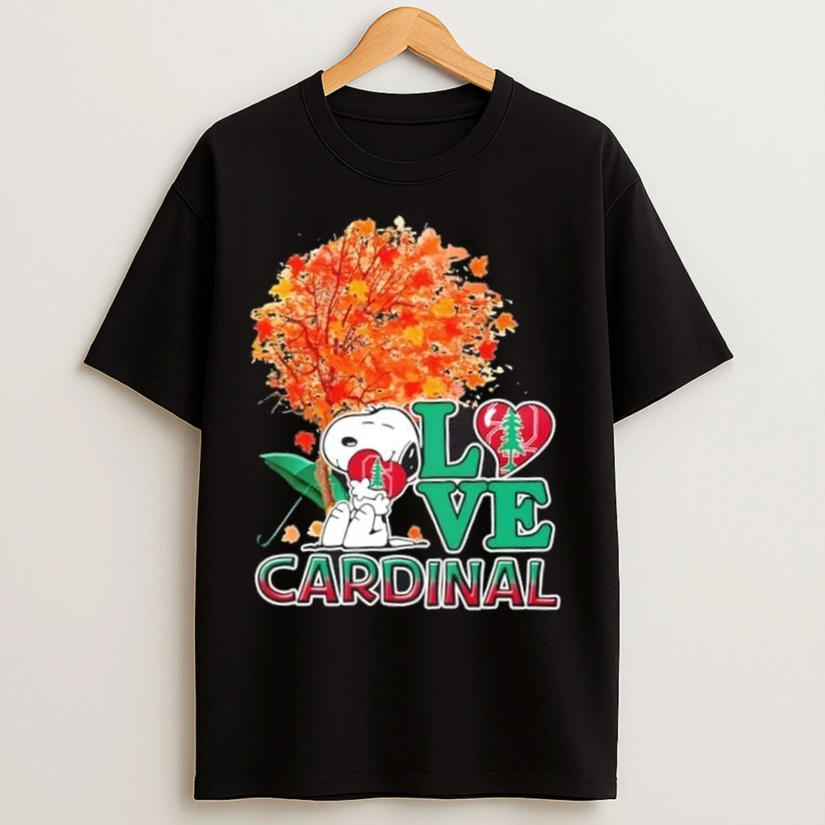 Peanuts Snoopy Hug Heart I Love Stanford Cardinal T Shirts