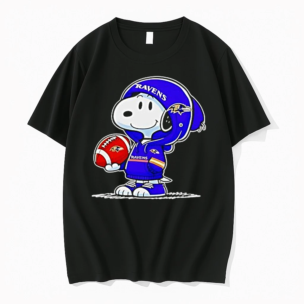 Peanuts Snoopy Wearing Baltimore Ravens And Smiling At Fans Shirts