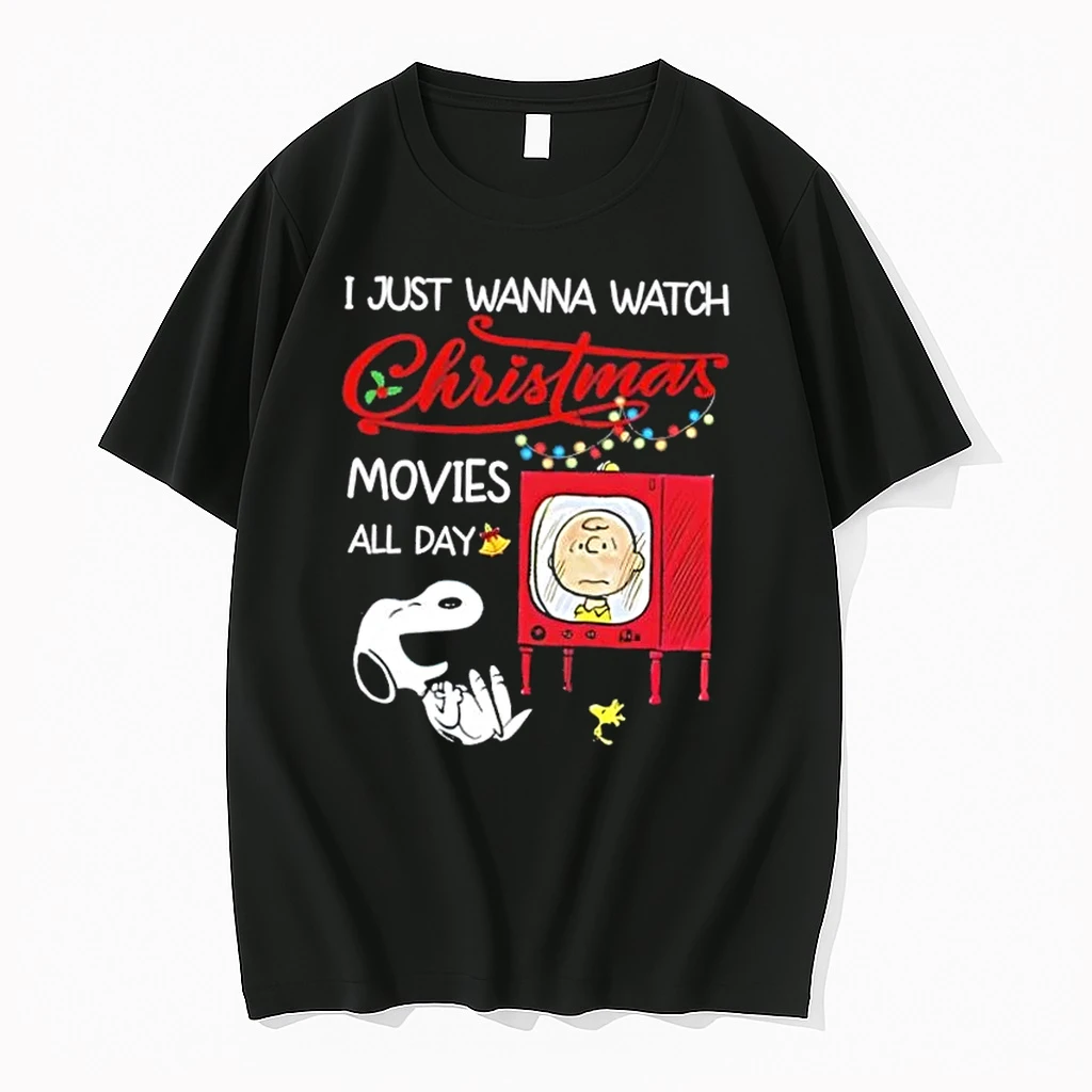 Peanuts Snoopy And Charlie Brown I Just Wanna Watch Christmas Movies All Day Shirts
