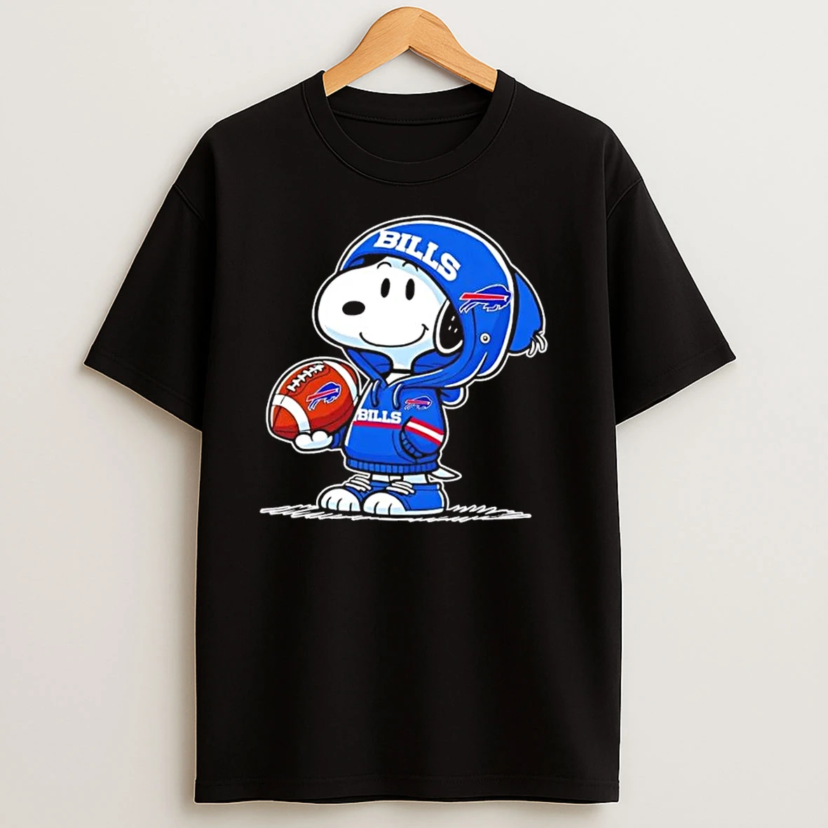 Peanuts Snoopy Wearing Buffalo Bills And Smilling At Fans T Shirts