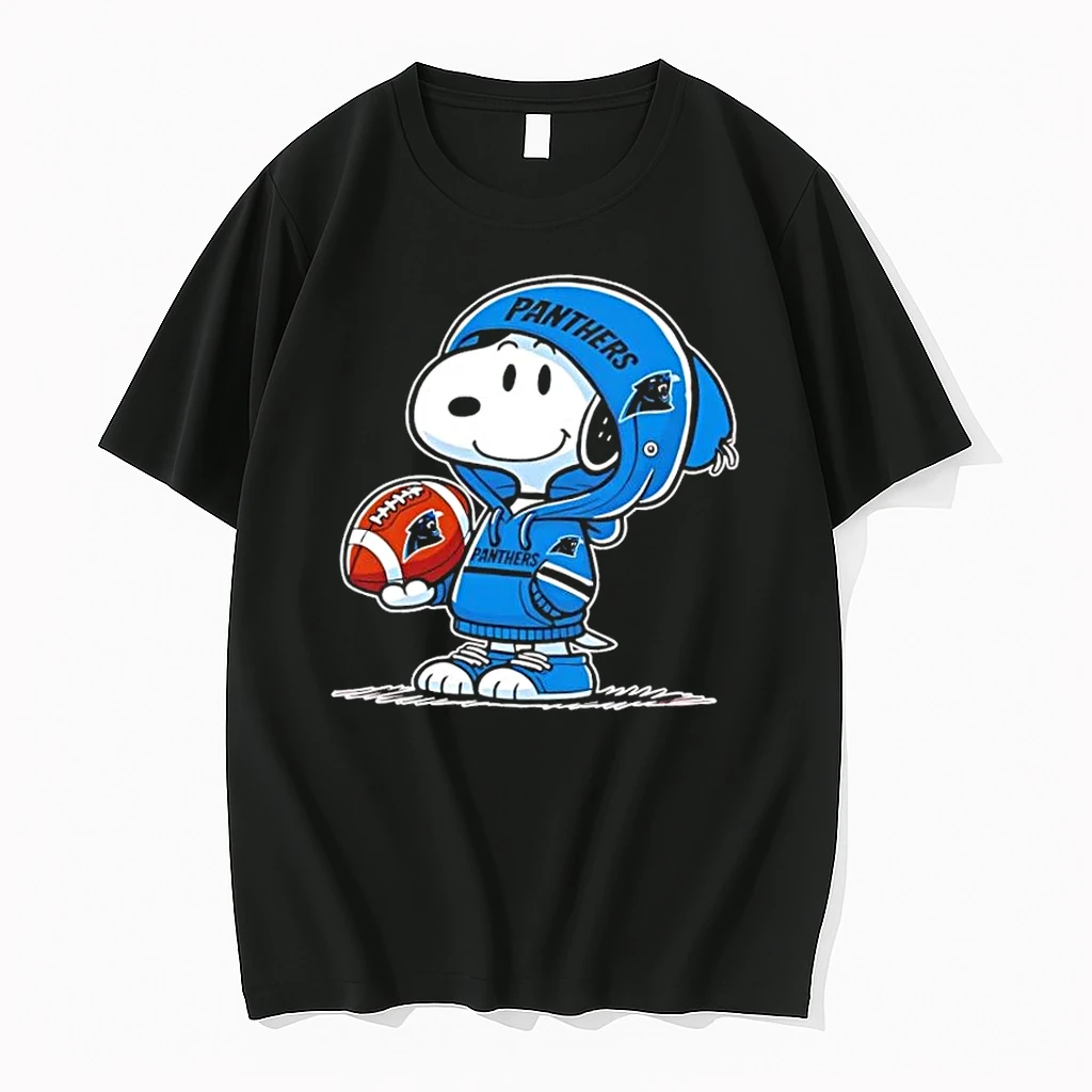 Peanuts Snoopy Wearing Carolina Panthers And Smilling At Fans Shirts