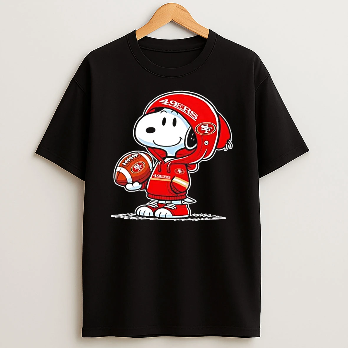 Peanuts Snoopy Wearing San Francisco 49ers And Smilling At Fans Shirts