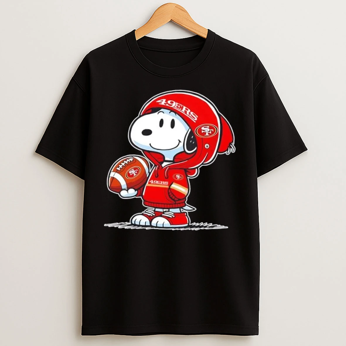 Peanuts Snoopy Wearing San Francisco 49ers And Smilling At Fans T Shirts