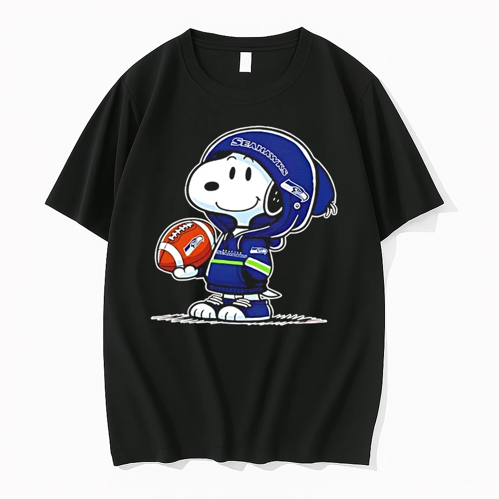 Peanuts Snoopy Wearing Seattle Seahawks And Smilling At Fans Shirts
