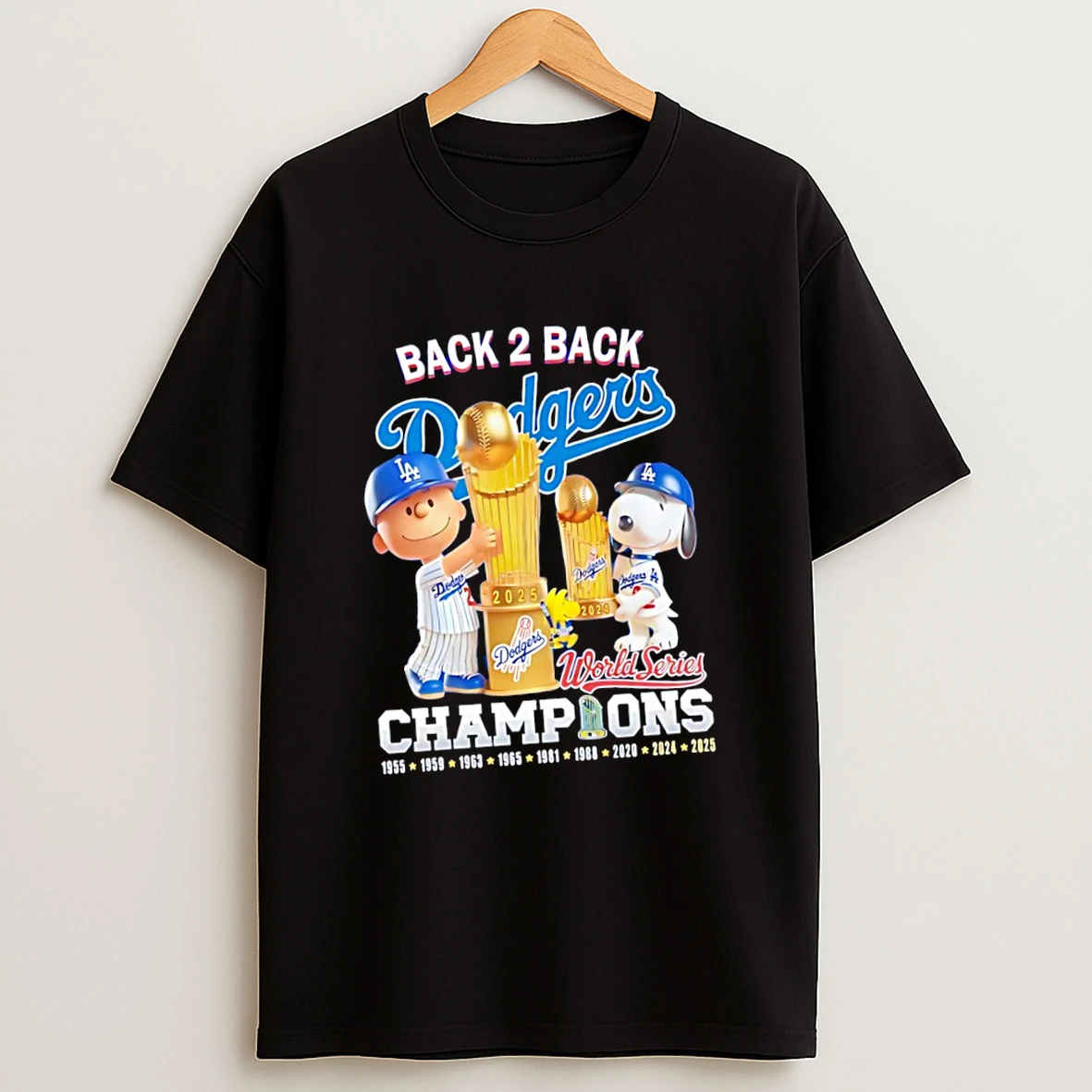 Peanuts Back To Back Los Angeles Dodgers World Series 2025 Shirts