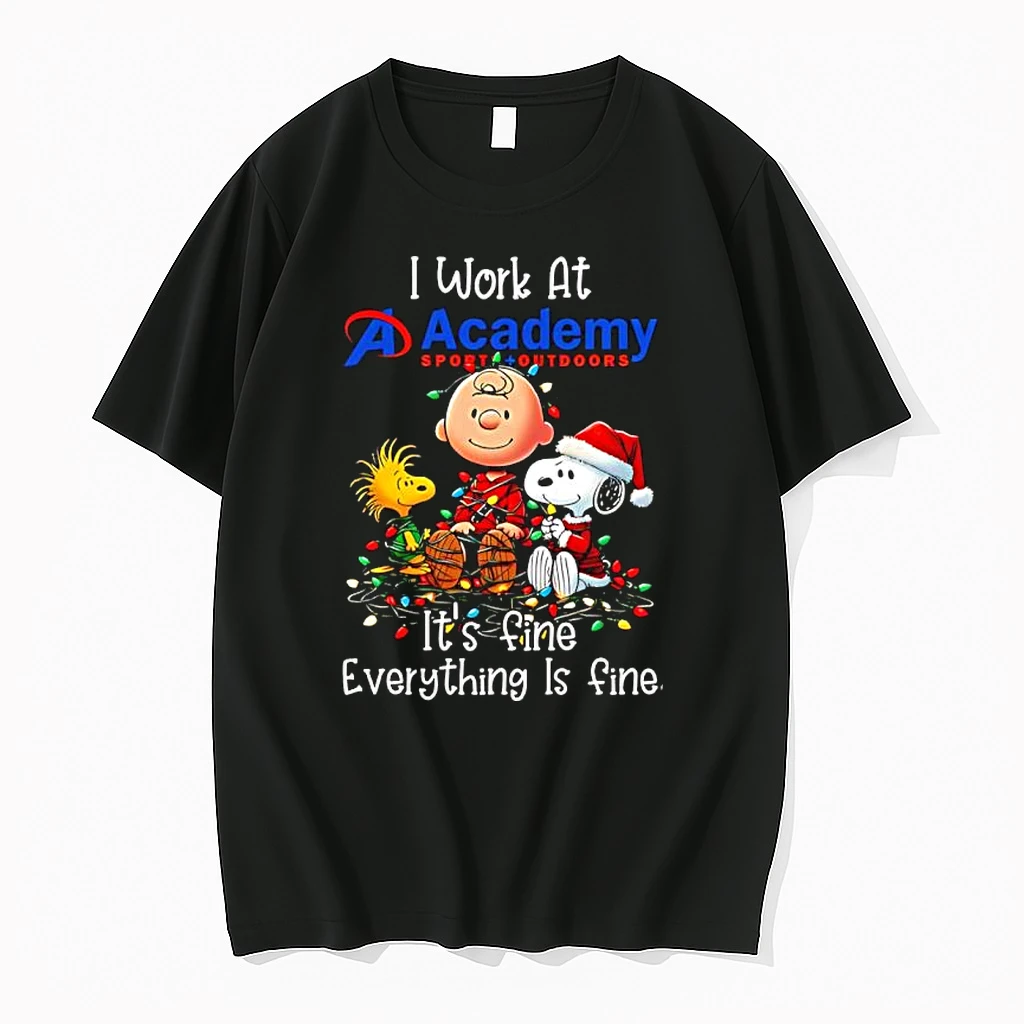 Peanuts Characters Christmas Lights I Work At Academy Sports Outdoors Its Fine Everything Is Fine Shirts