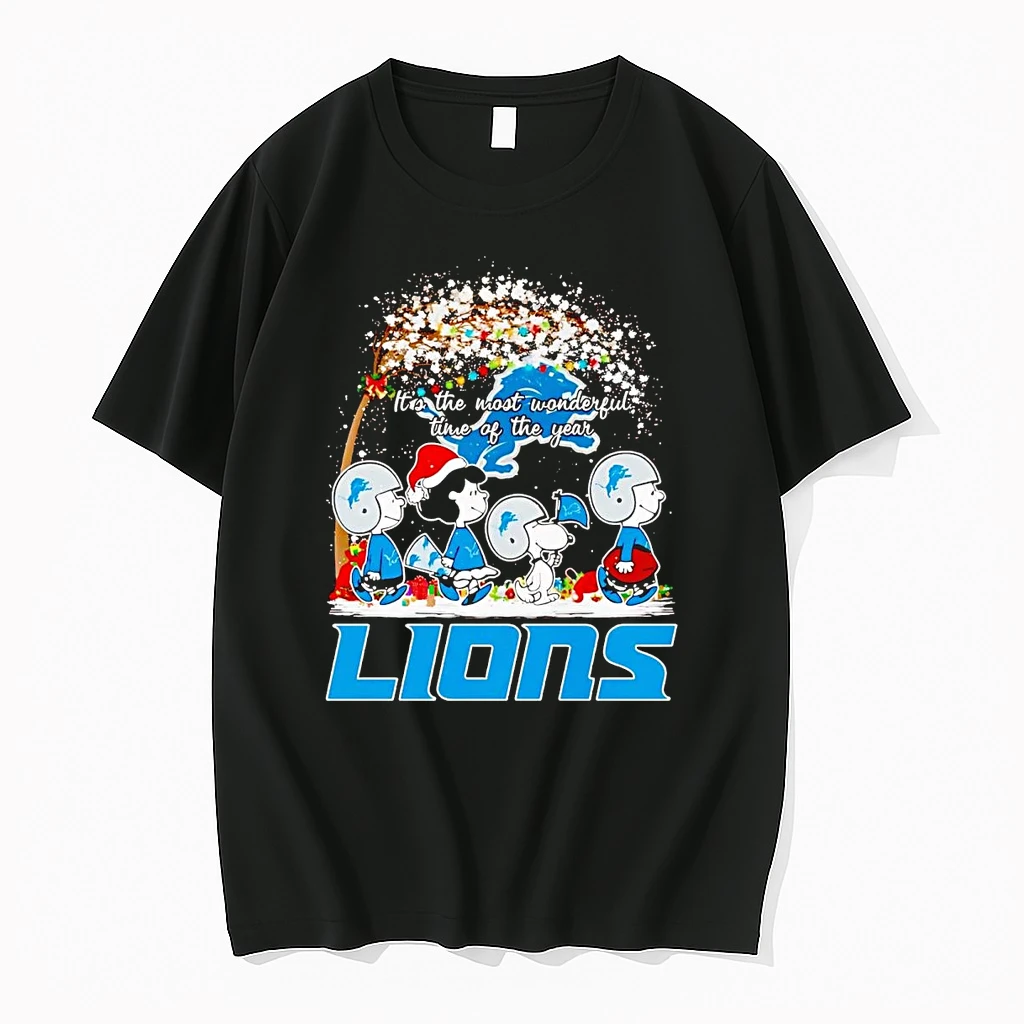 Peanuts Characters Detroit Lions Winter Its The Most Wonderful Time Shirts