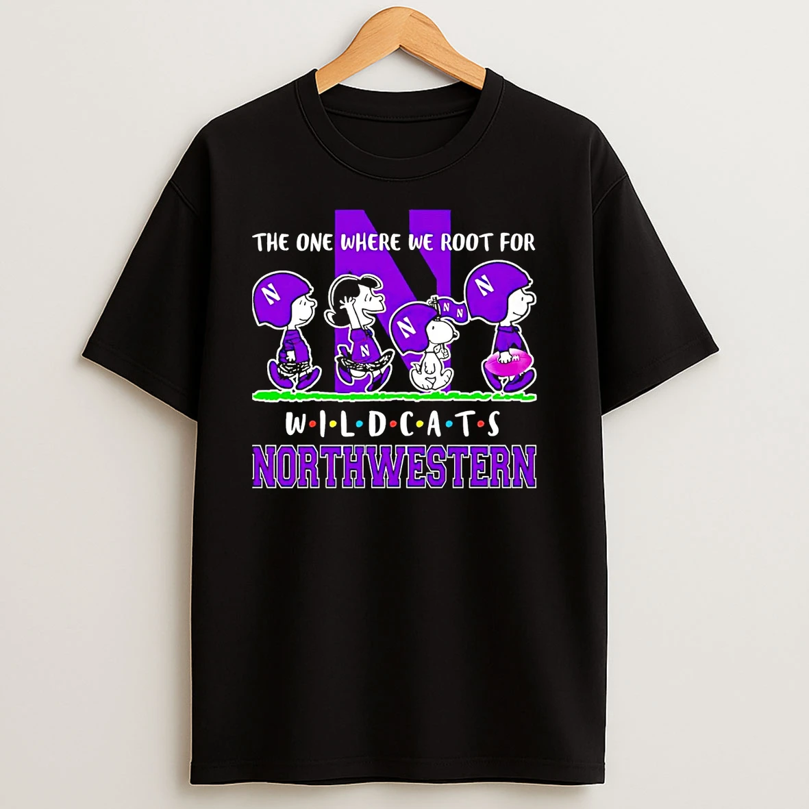 Peanuts Characters The One Where We Root For Northwestern Wildcats Friends T Shirts