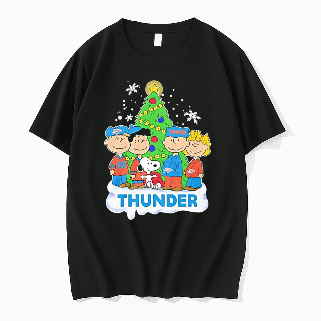 Peanuts Comic Christmas Tree In Oklahoma City Thunder Graphic Shirts