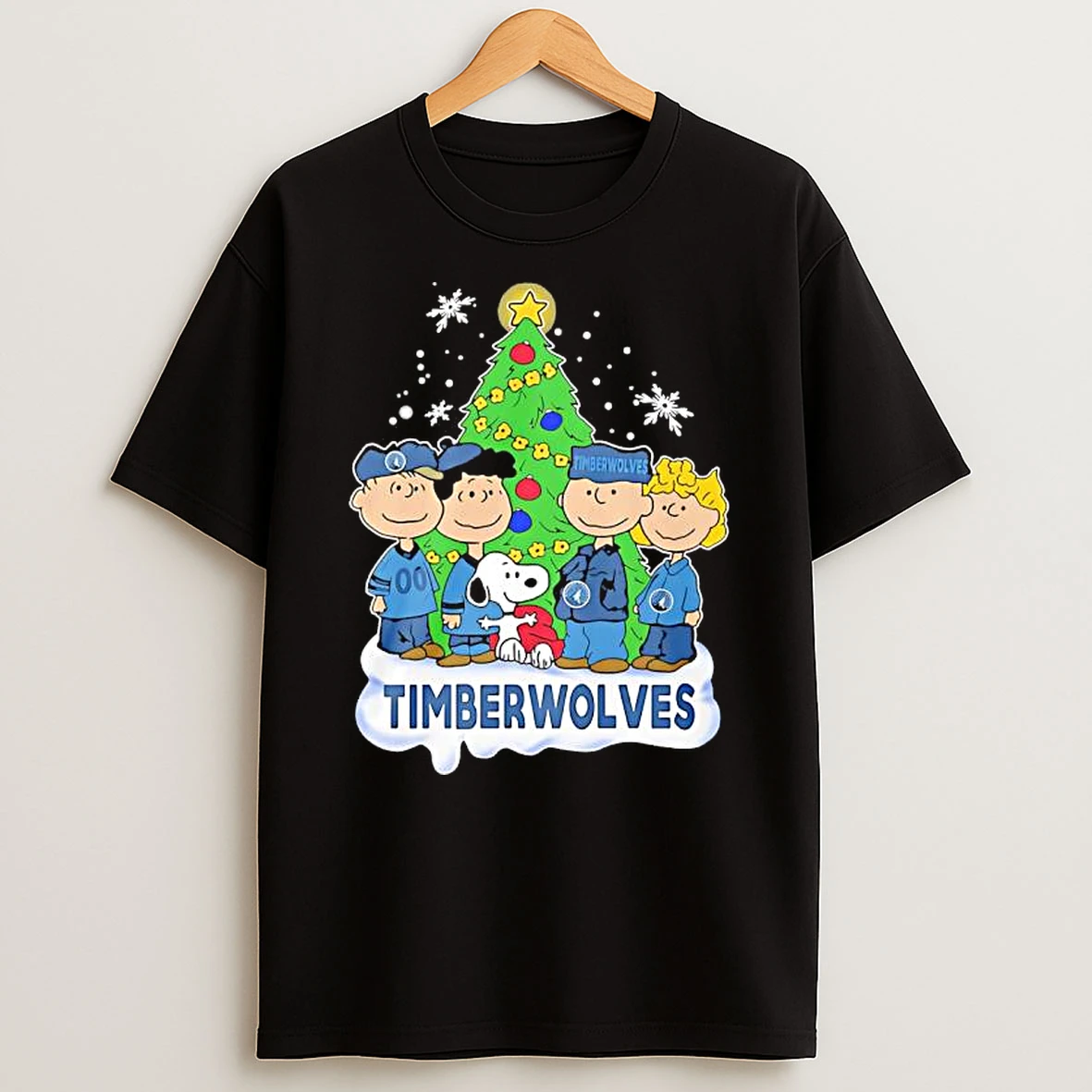 Peanuts Comic Christmas Tree In Western Greenbrier Timberwolves Graphic Shirts