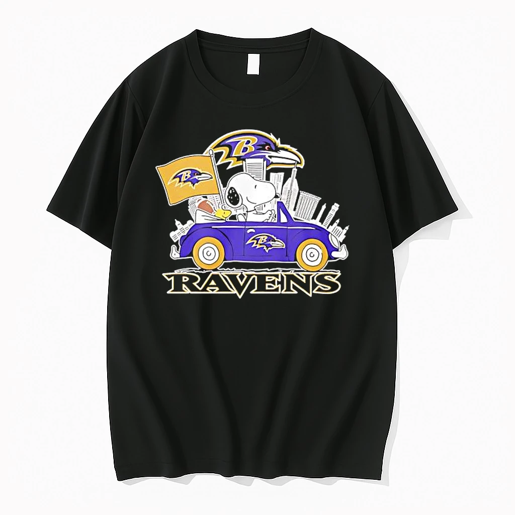 Peanuts X Baltimore Ravens Welcome To The Pound Driving Car Shirts