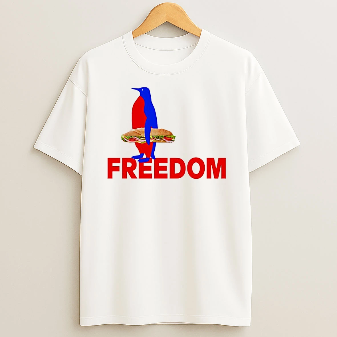 Penguin Holding Sandwich Freedom Resist Political Shirts