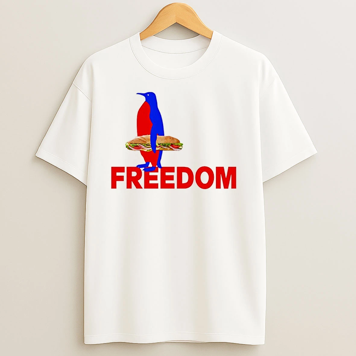 Penguin Holding Sandwich Freedom Resist Political T Shirts