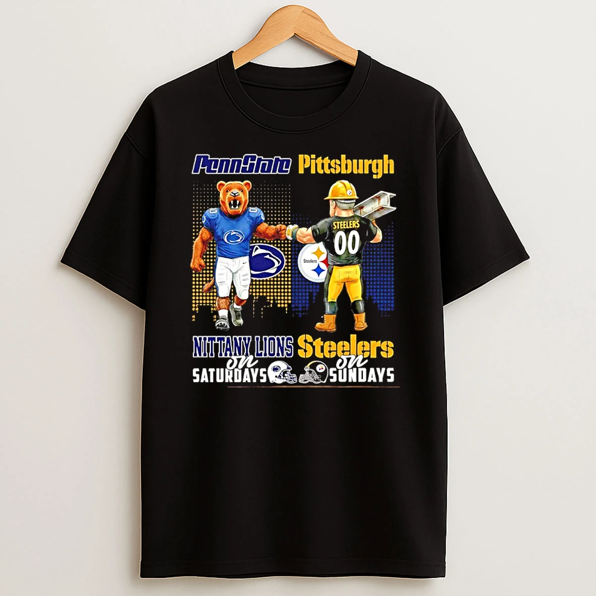 Penn State Nittany Lions On Saturday And Pittsburgh Steelers On Sundays Mascot Shirts