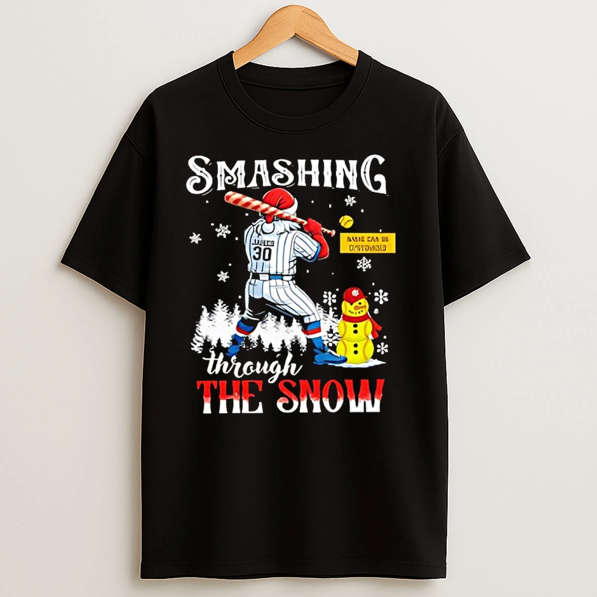 Personalized Christmas Softball Smashing Through The Snow T Shirts