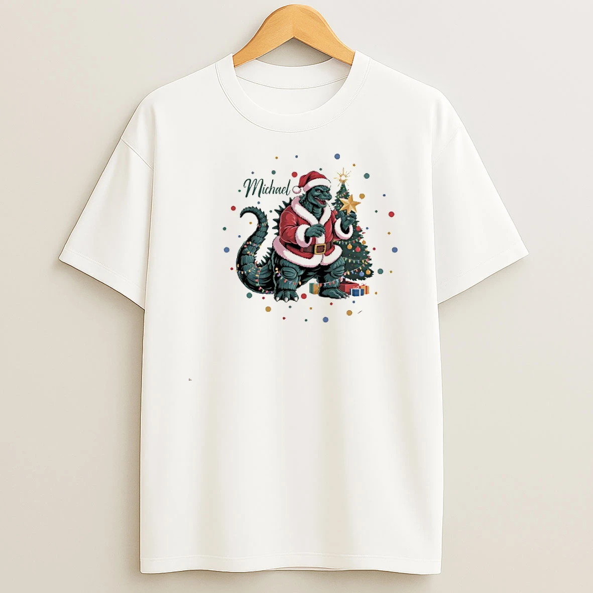 Personalized Godzilla Santa Monster Christmas Shirts