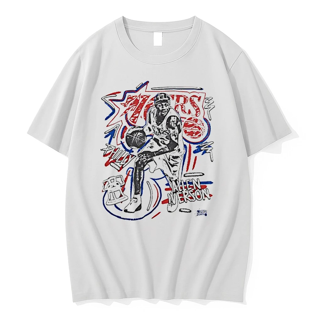 Philadelphia 76ers Player Allen Iverson Chalked Up Shirts