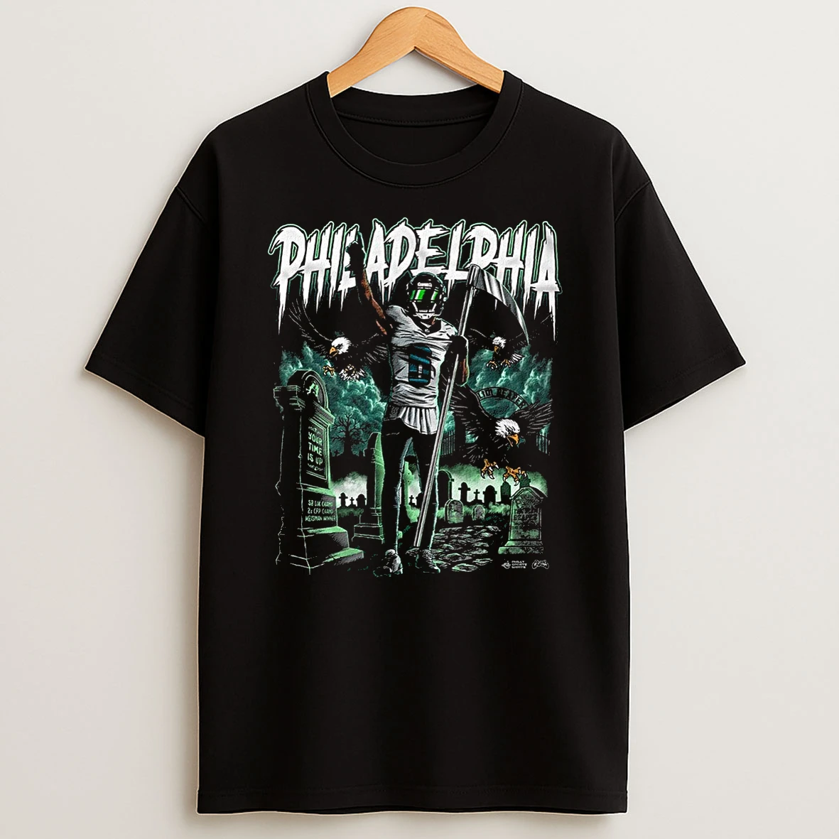Philadelphia Eagles Nfl Devonta Smith Your Time Is Up Slim Reaper Shirts