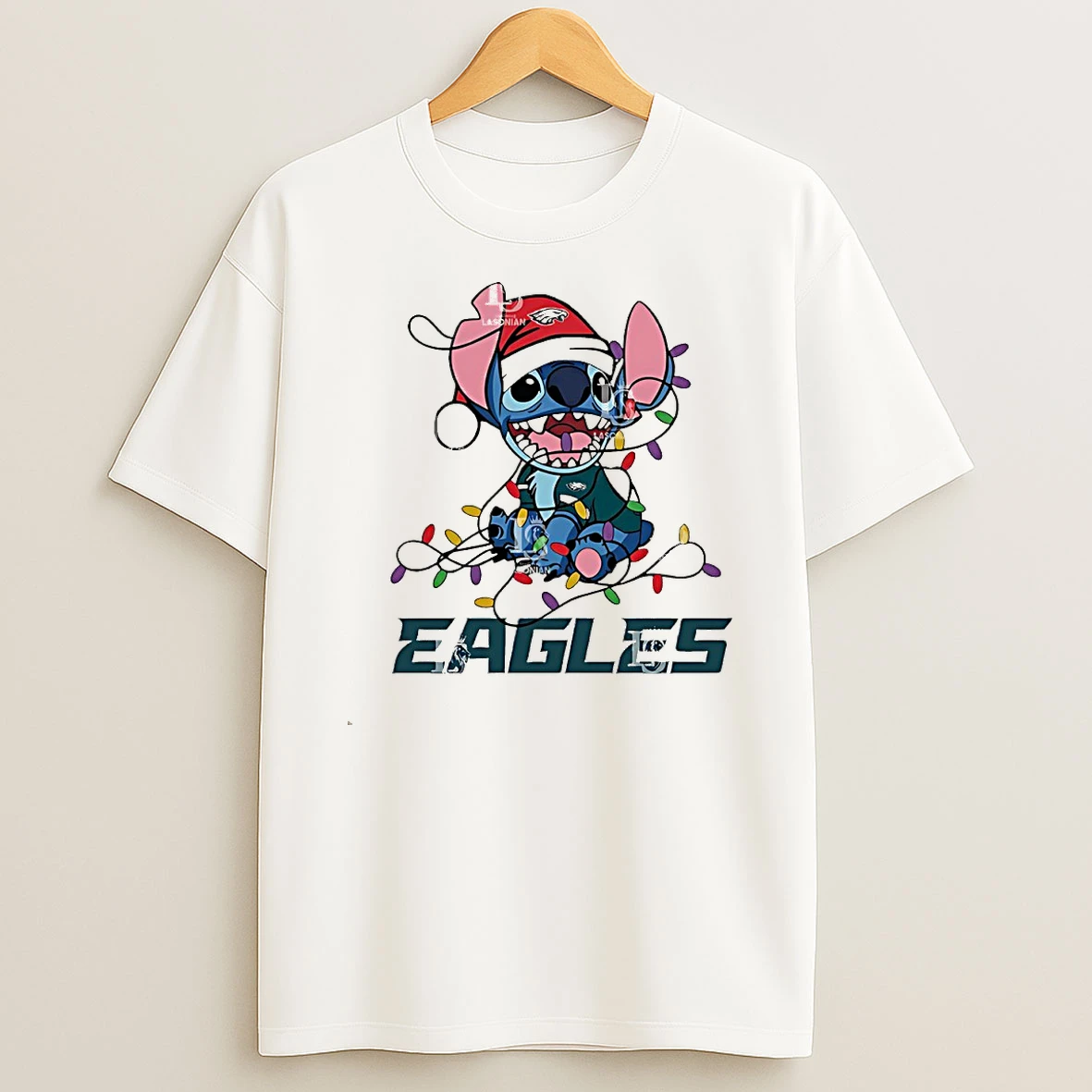 Philadelphia Eagles With Stitch Christmas Lights Shirts