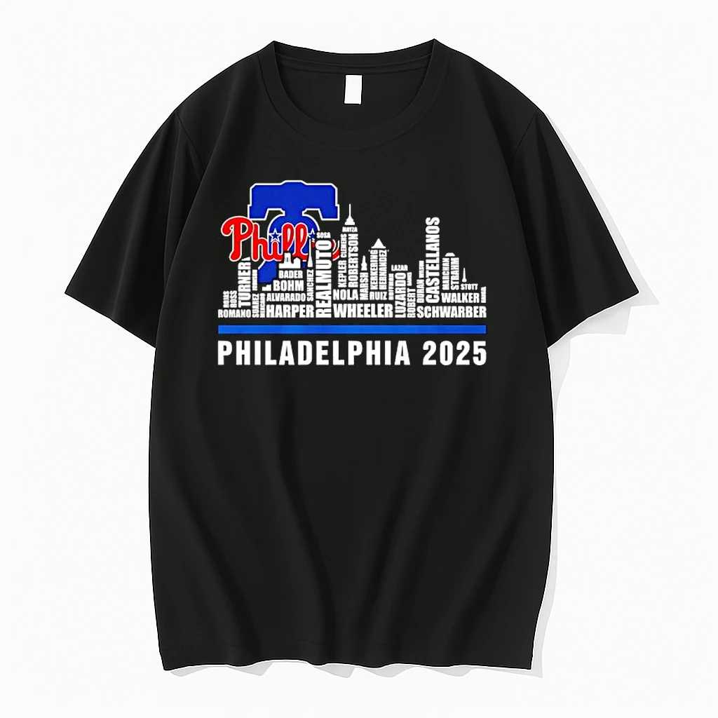 Philadelphia City Skyline 2025 Philadelphia Phillies Baseball Players Shirts