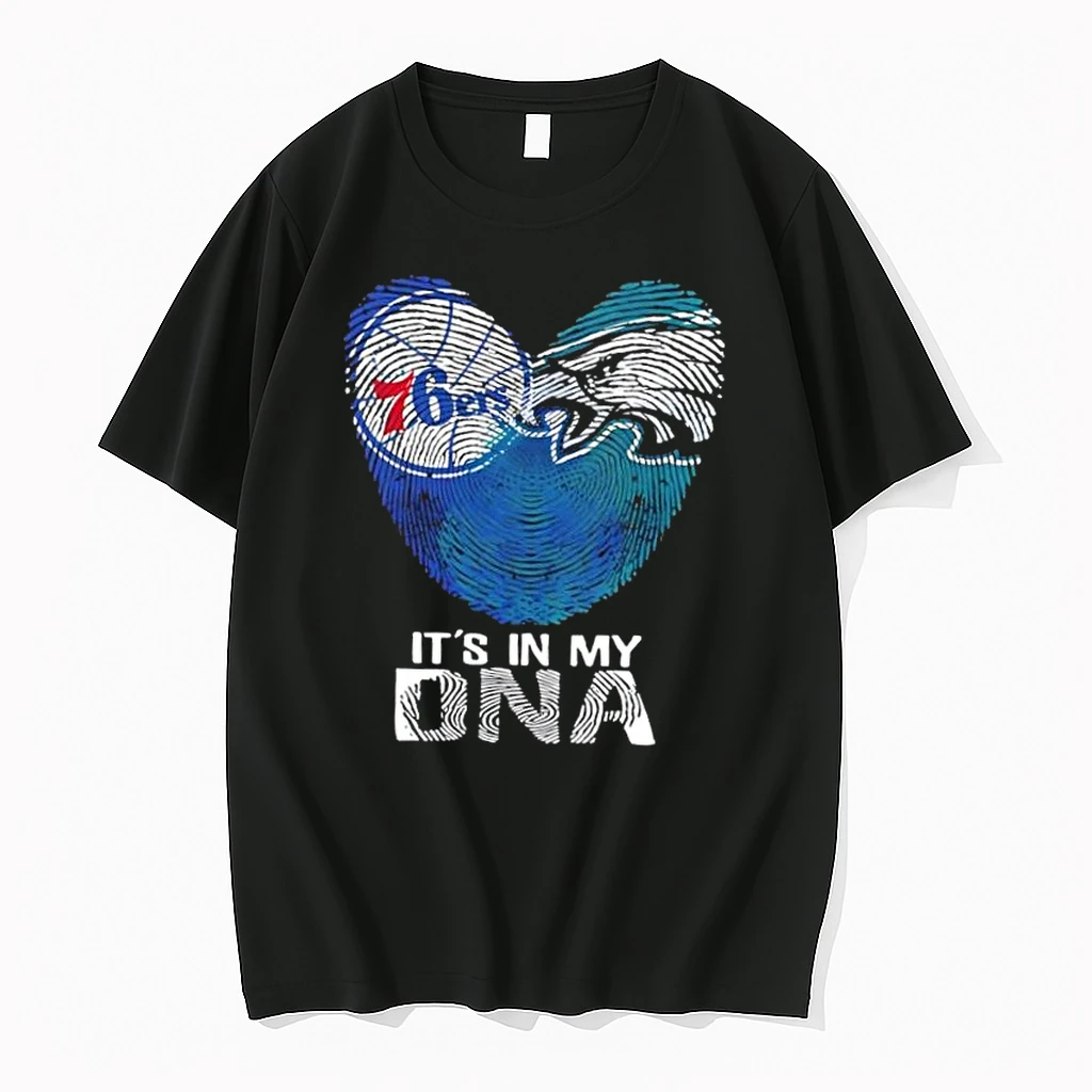 Philadelphia Sports 76ers X Eagles Its In My Dna Fingerprint Heart Shirts