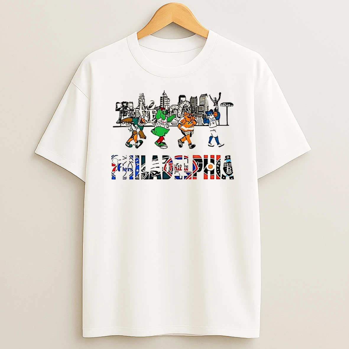Philadelphia Sports Mascots City Skyline Shirts