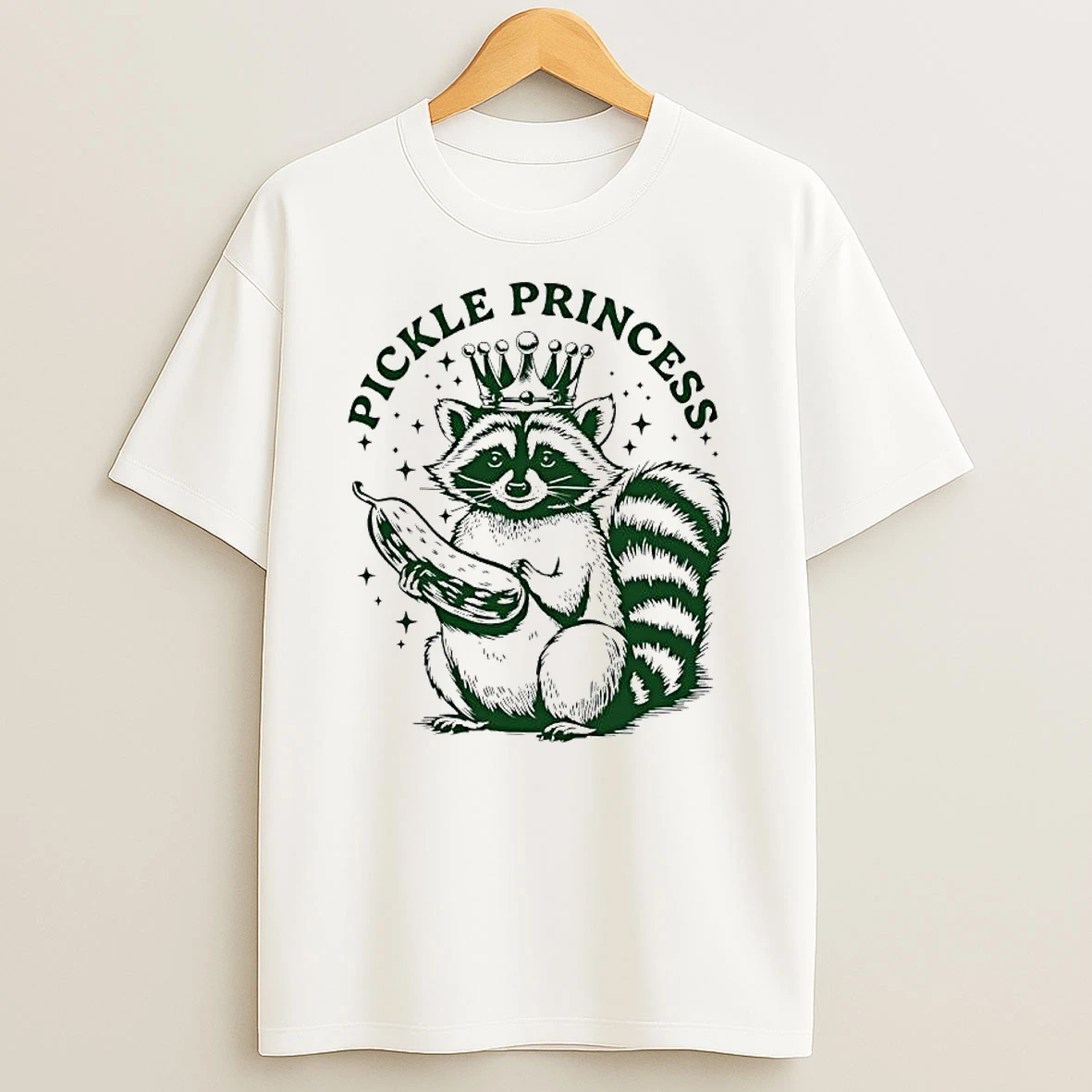Pickle Princess Raccoon Crown Graphic Shirts