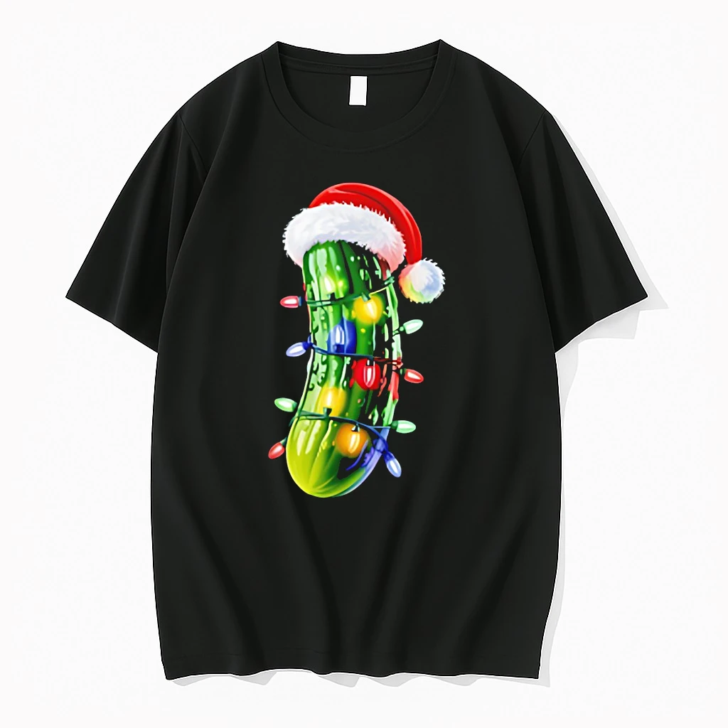 Pickle Santa Hat Lights Xmas Christmas Shirts