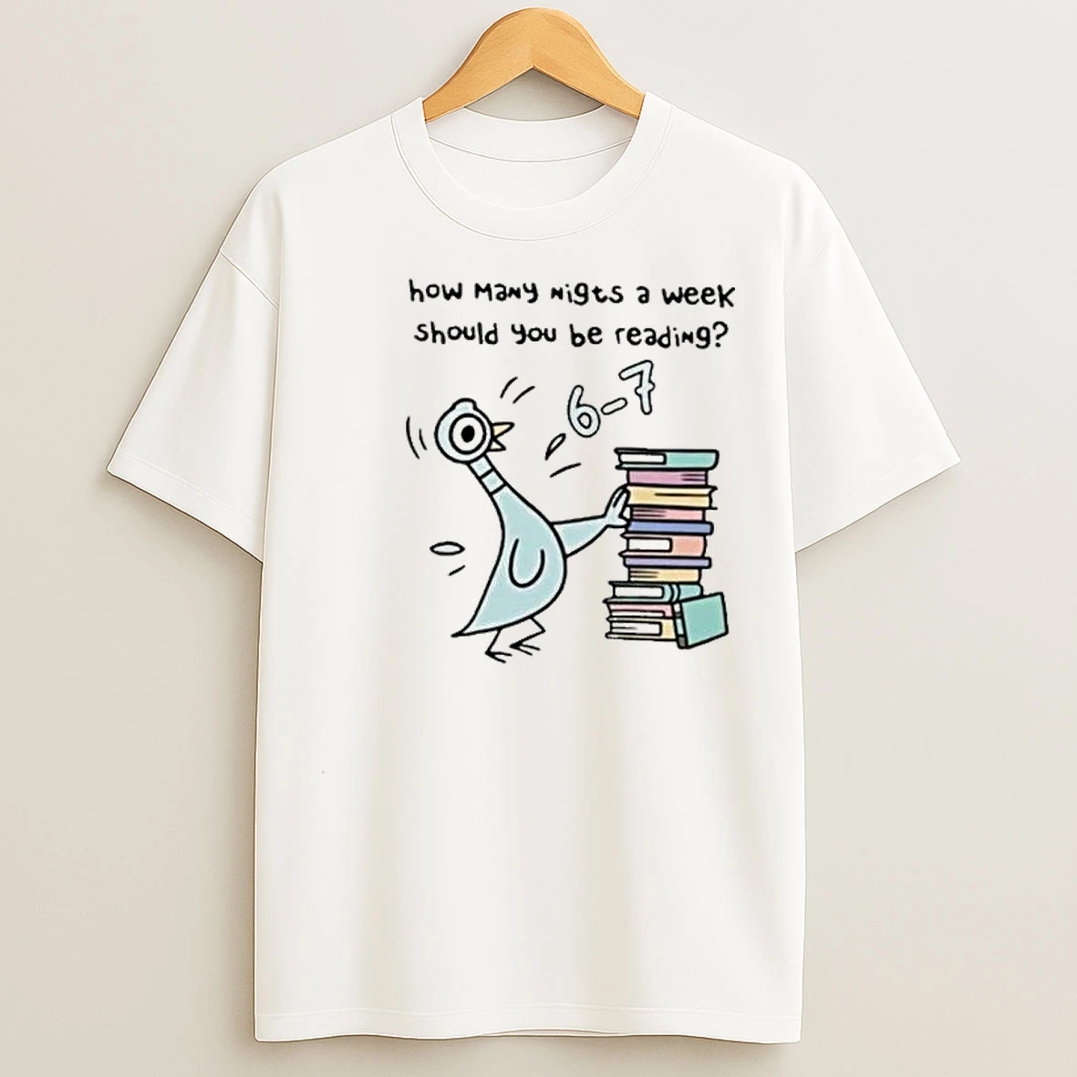 Pigeon 67 Reading Book Lover Librarian Circle White T Shirts
