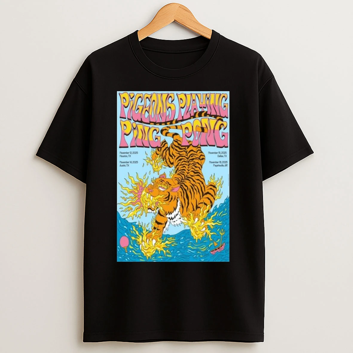 Pigeons Playing Ping Pong At Heights Theater In Houston Tx On Nov 12 2025 Long Sleve T Shirts