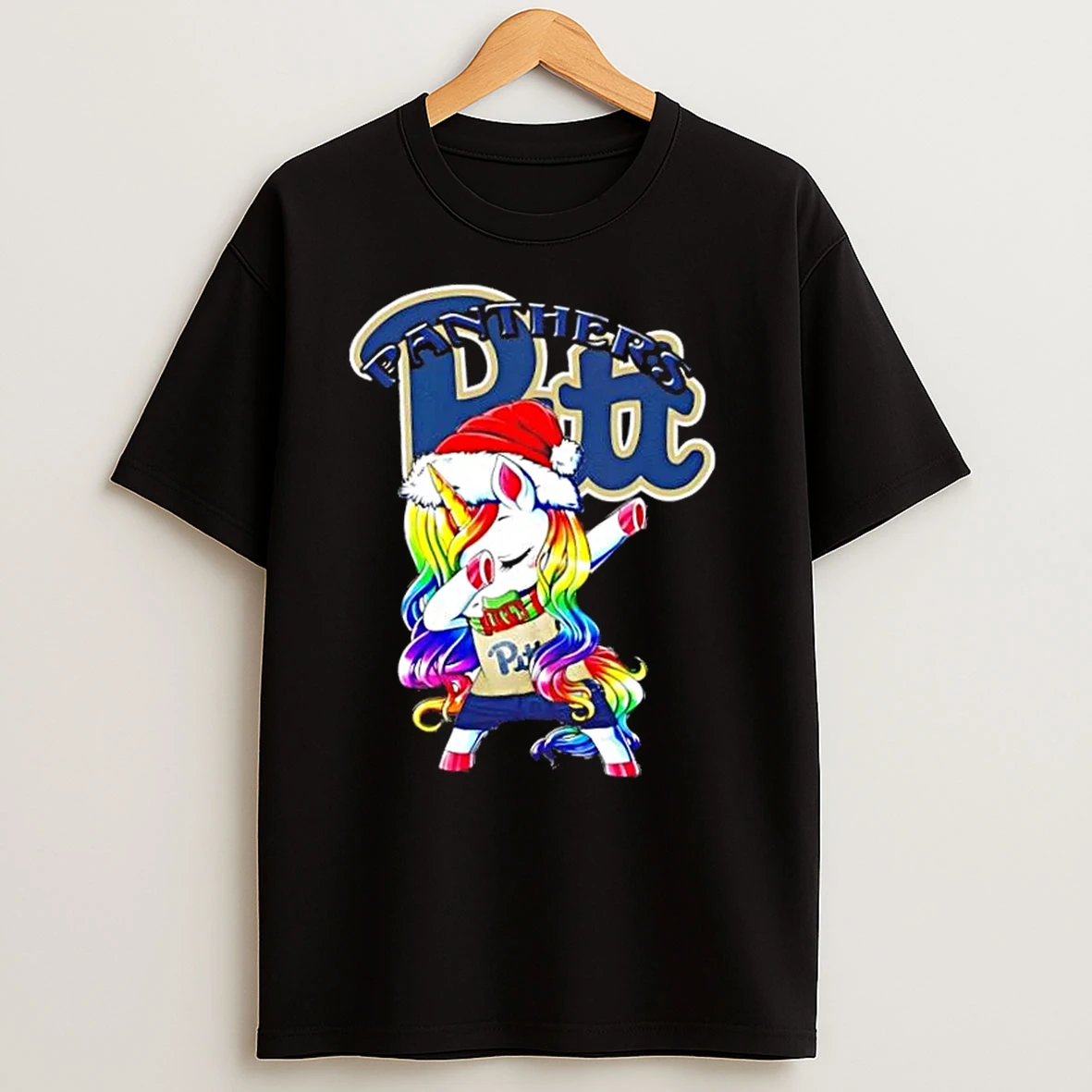 Pittsburgh Panthers Football X Unicorn Santa Hat Dabbing Merry Christmas T Shirts