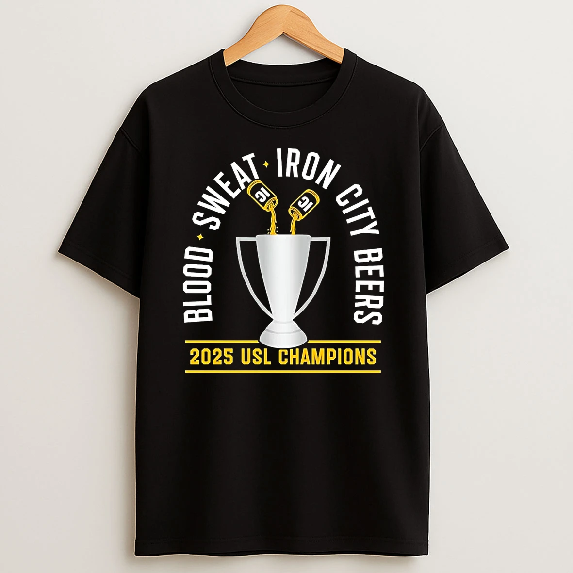 Pittsburgh Riverhounds Blood Sweat Iron City Beers 2025 Usl Champions Shirts