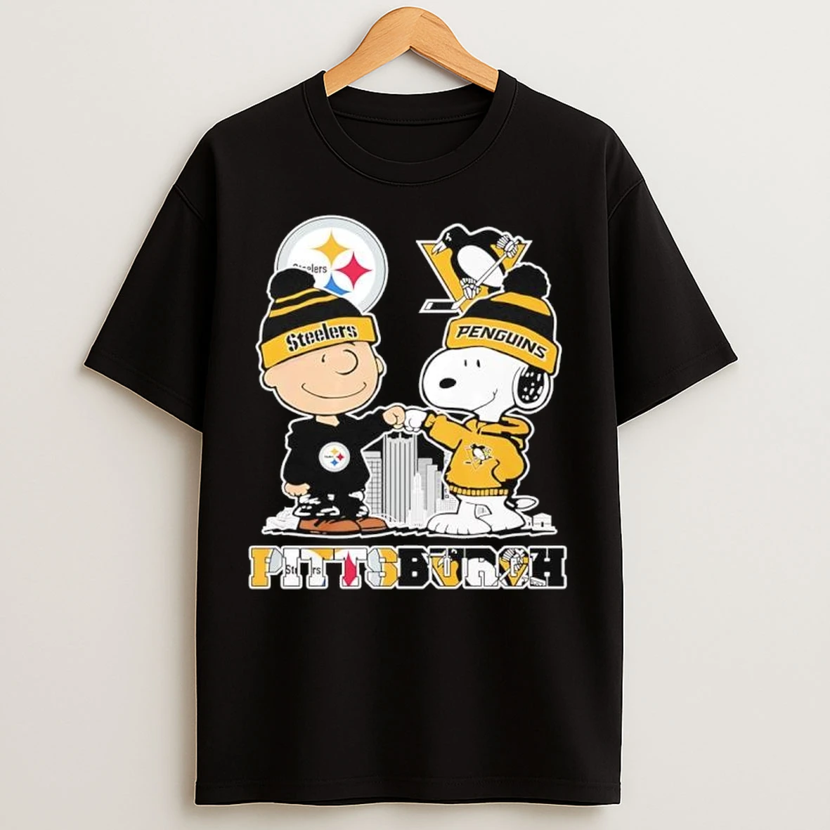 Pittsburgh Steelers And Peguins X Snoopy Charlie Brown T Shirts