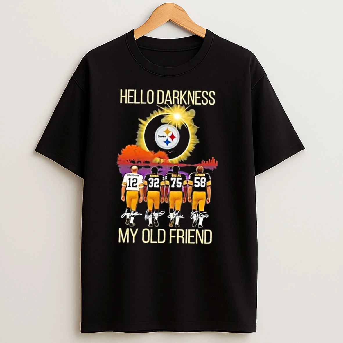 Pittsburgh Steelers Bradshaw And Legends Hello Darkness My Old Friend Signatures T Shirts