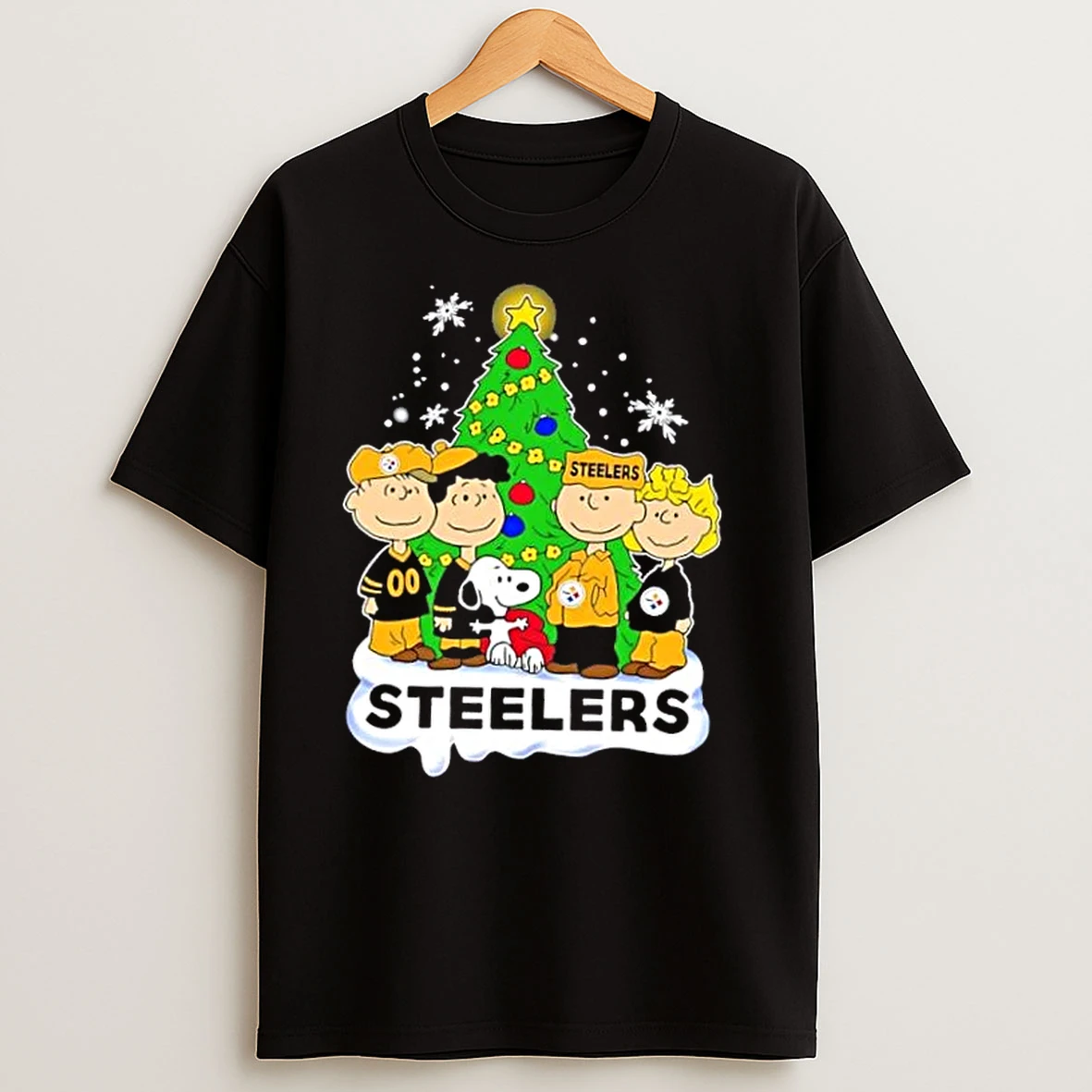 Pittsburgh Steelers X Peanuts Snoopy And Friends Christmas Tree T Shirts