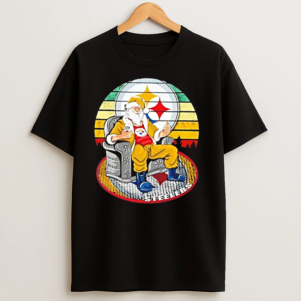 Pittsburgh Steelers X Santa Claus Christmas Vintage T Shirts