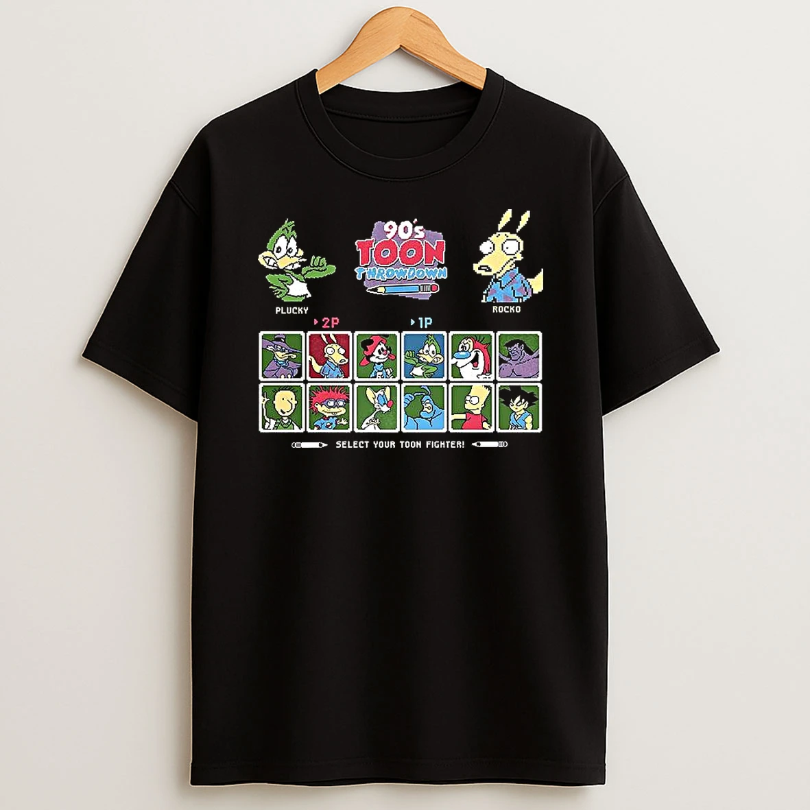 Plucky Vs Rocko 90s Toon Throwdown Select Your Toon Fighter Shirts